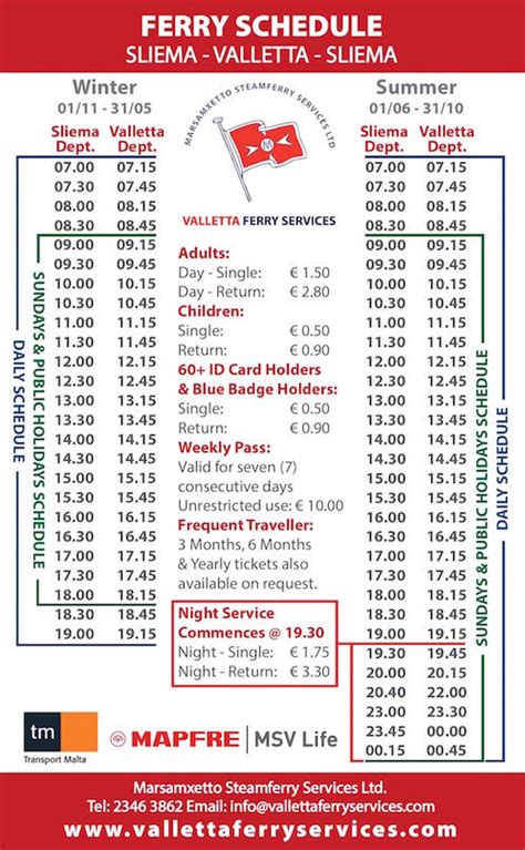 valletta to sliema ferry timetable.